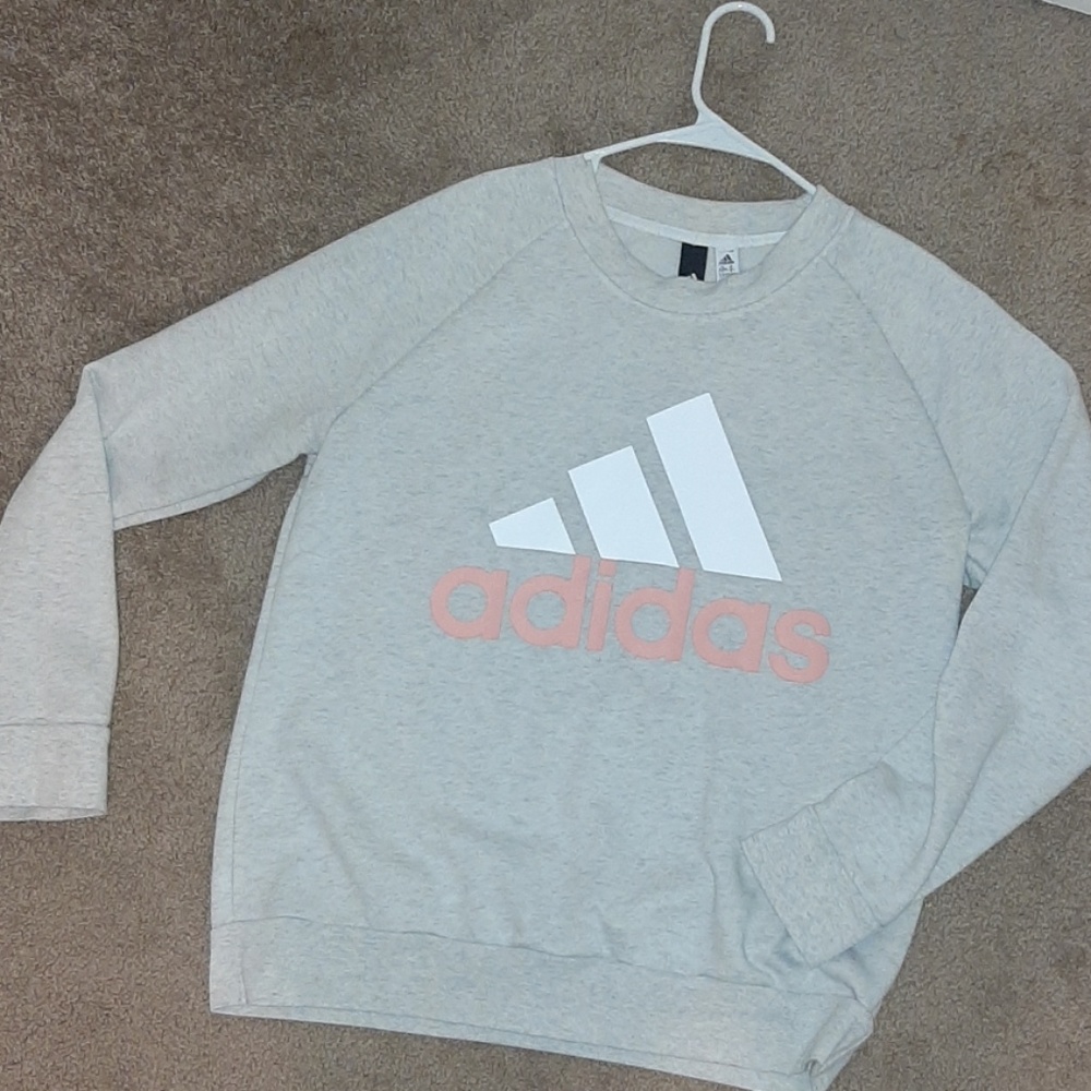 Adidas pink white and grey pullover sweat shirt